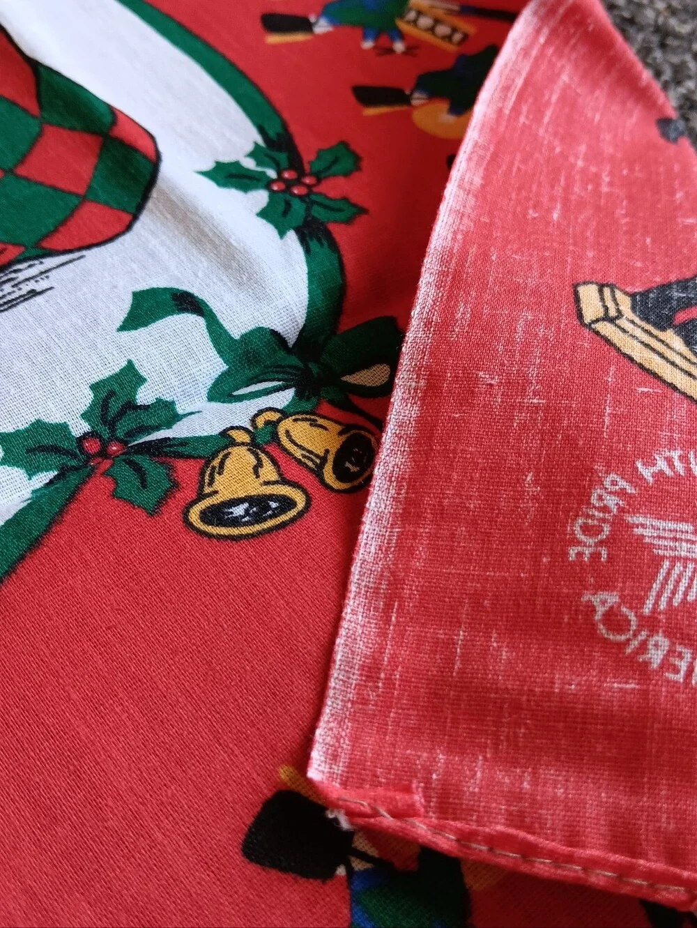 VTG Santa Christmas USA Cotton Poly Bandana Scarf RN16463 Holiday Nutcracker